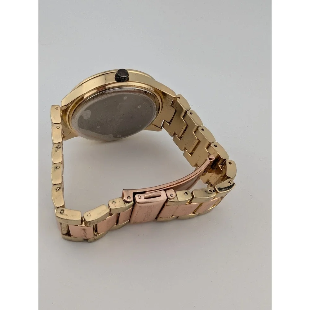 Bebe Watch Women 40mm Rose Gold Case Crystal‎ Bezel 7" Band- New Battery - Picture 7 of 8